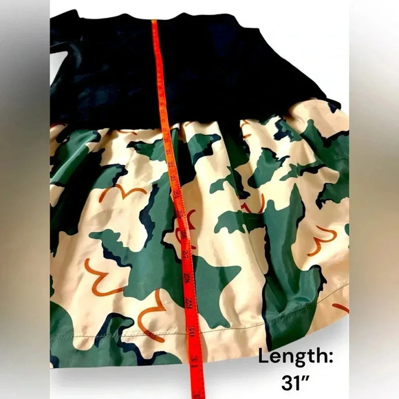 Ava & Lu Girls Long Sleeve Mock Two-Piece Dress | Size 12 | Black & Camo - Picture 3 of 5